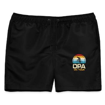 Opa On Tour - Männer Badeshorts - Schwarz - Vorne - AI Model Male 178 light (178cm)