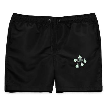 Verzauberter Wald – Tanzende Maiglöckchen - Männer Badeshorts - Schwarz - Vorne - AI Model Male 178 light (178cm)