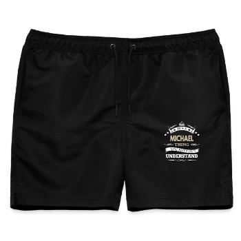 Das ist so eine Michael-Sache, die du nicht verstehen würdest - Männer Badeshorts - Schwarz - Vorne - AI Model Male 178 light (178cm)