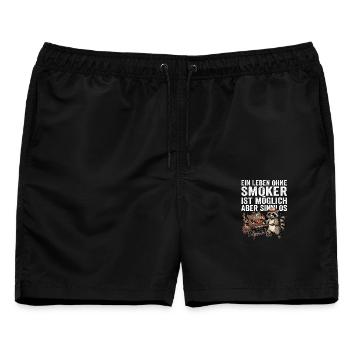 Waschbär Smoker Liebhaber - Männer Badeshorts - Schwarz - Vorne - AI Model Male 178 light (178cm)