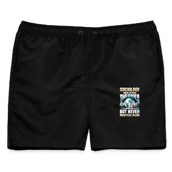  Soziologie Where We Make Theories But Never - Männer Badeshorts - Schwarz - Vorne - AI Model Male 178 light (178cm)