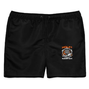 Holz? Kann ich Holzfäller Waldarbeiter Forstwirt - Männer Badeshorts - Schwarz - Vorne - AI Model Male 178 light (178cm)