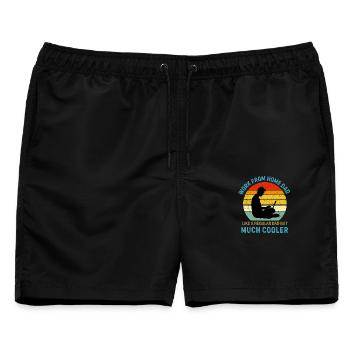 Lustiges Heimarbeitsgeschenk für einen Remote-Mitarbeiter - Männer Badeshorts - Schwarz - Vorne - AI Model Male 178 light (178cm)