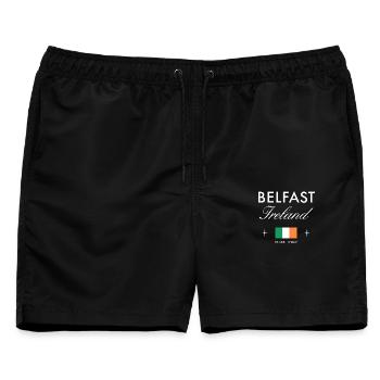 Belfast Nordirland Koordinaten Reise Souvenir - Männer Badeshorts - Schwarz - Vorne - AI Model Male 178 light (178cm)