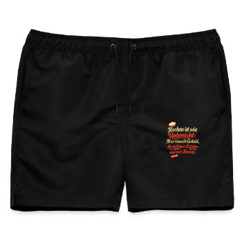 Kochen Ist Wie Unterricht Geduld Zutaten Nerven - Männer Badeshorts - Schwarz - Vorne - AI Model Male 178 light (178cm)