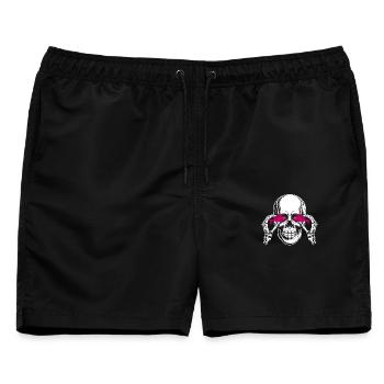 Skull mit Pinkfischen - Männer Badeshorts - Schwarz - Vorne - AI Model Male 178 light (178cm)