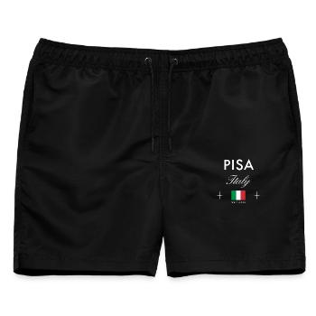 Pisa Italien Koordinaten Reise Souvenir - Männer Badeshorts - Schwarz - Vorne - AI Model Male 178 light (178cm)