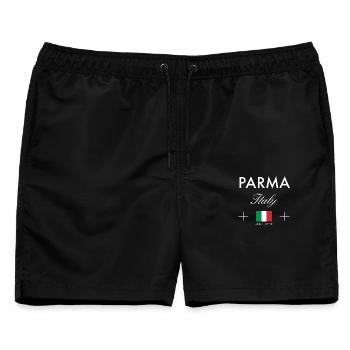 Parma Italien Koordinaten Reise Souvenir - Männer Badeshorts - Schwarz - Vorne - AI Model Male 178 light (178cm)