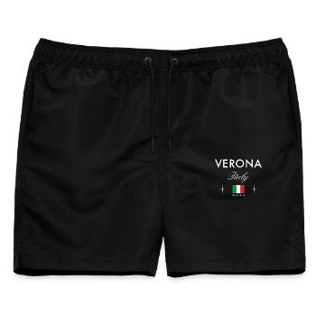 Verona Italien Koordinaten Reise Souvenir - Männer Badeshorts - Schwarz - Vorne - AI Model Male 178 light (178cm)