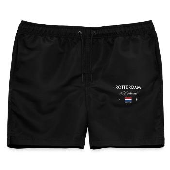 Rotterdam Niederlande Koordinaten Reise Souvenir - Männer Badeshorts - Schwarz - Vorne - AI Model Male 178 light (178cm)
