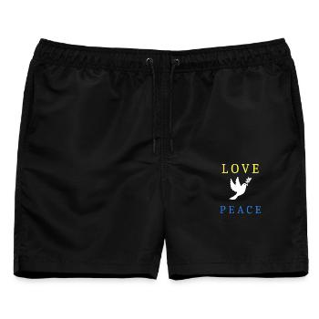 Liebe und Frieden - Männer Badeshorts - Schwarz - Vorne - AI Model Male 178 light (178cm)