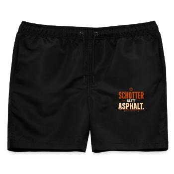 Schotter Statt Asphalt Spruch - Männer Badeshorts - Schwarz - Vorne - AI Model Male 178 light (178cm)