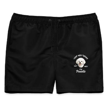 Weißpudel-Liebhaber - Männer Badeshorts - Schwarz - Vorne - AI Model Male 178 light (178cm)