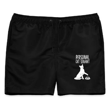 Katzenservant Persönlicher Diener Katzenhalter  - Männer Badeshorts - Schwarz - Vorne - AI Model Male 178 light (178cm)