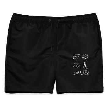 Das Leben einer Katze - Männer Badeshorts - Schwarz - Vorne - AI Model Male 178 light (178cm)