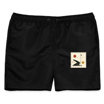 Locher No. 03 – Ordnung und Lücken - Männer Badeshorts - Schwarz - Vorne - AI Model Male 178 light (178cm)