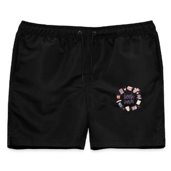 Bücherwurm Buchliebhaber Leseratte Geschenkidee - Männer Badeshorts - Schwarz - Vorne - AI Model Male 178 light (178cm)