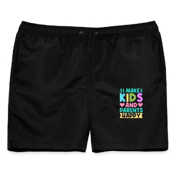 Tagesmutter Kids & Parents Happy Nanny - Männer Badeshorts - Schwarz - Vorne - AI Model Male 178 light (178cm)