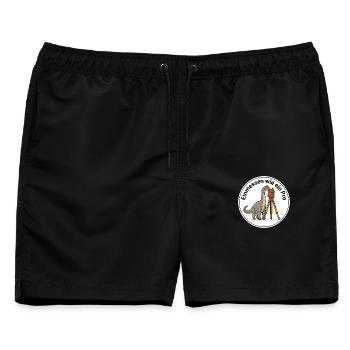 Brachiosaurus Geodät Vermessung Shirt - Männer Badeshorts - Schwarz - Vorne - AI Model Male 178 light (178cm)