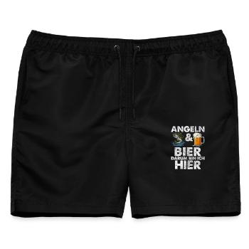 Angeln & Bier – Angler Geschenk lustiger Spruch  - Männer Badeshorts - Schwarz - Vorne - AI Model Male 178 light (178cm)