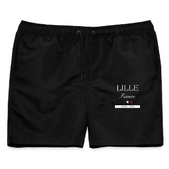 Lille Frankreich Souvenir – Reise minimalistisch - Männer Badeshorts - Schwarz - Vorne - AI Model Male 178 light (178cm)