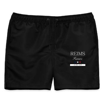 Reims Frankreich Souvenir – Reise minimalistisch - Männer Badeshorts - Schwarz - Vorne - AI Model Male 178 light (178cm)