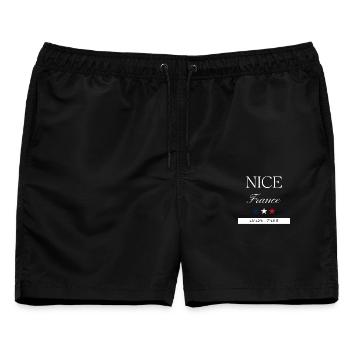 Nizza Frankreich Souvenir – Reise minimalistisch - Männer Badeshorts - Schwarz - Vorne - AI Model Male 178 light (178cm)