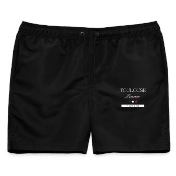 Toulouse Frankreich Souvenir Reise minimalistisch - Männer Badeshorts - Schwarz - Vorne - AI Model Male 178 light (178cm)
