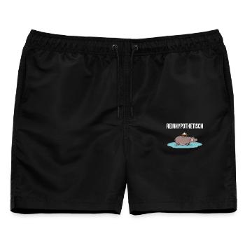Reinhypothetisch Nilpferd Kaffee Wortwitz Humor - Männer Badeshorts - Schwarz - Vorne - AI Model Male 178 light (178cm)
