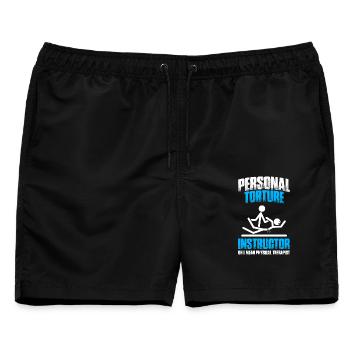 Instructor Physiotherapie Physio Physiotherapeut - Männer Badeshorts - Schwarz - Vorne - AI Model Male 178 light (178cm)