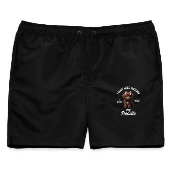 Niedlicher brauner Spielzeugpudel-Bogen - Männer Badeshorts - Schwarz - Vorne - AI Model Male 178 light (178cm)
