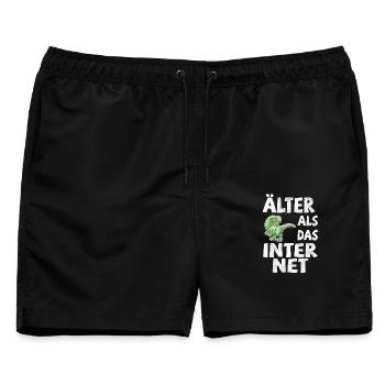 Älter als das Internet - Dino - Männer Badeshorts - Schwarz - Vorne - AI Model Male 178 light (178cm)