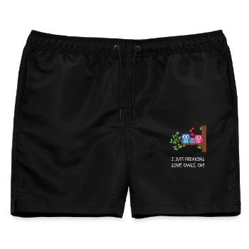 Ich liebe einfach Eulen – süßer Vogelliebhaber - Männer Badeshorts - Schwarz - Vorne - AI Model Male 178 light (178cm)