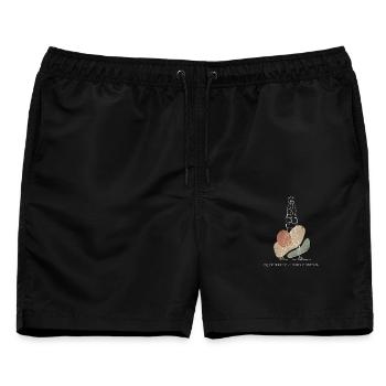 Fliessende Bewegung - Männer Badeshorts - Schwarz - Vorne - AI Model Male 178 light (178cm)