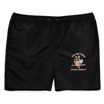 Deutscher Schäferhund-Korbwelpe - Männer Badeshorts - Schwarz - Vorne - AI Model Male 178 light (178cm)