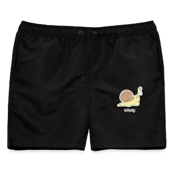 träurig – Schnecke Meme - Männer Badeshorts - Schwarz - Vorne - AI Model Male 178 light (178cm)