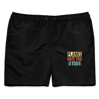 Fitness Fanatics Planks Hate You Too Calisthenics - Männer Badeshorts - Schwarz - Vorne - AI Model Male 178 light (178cm)