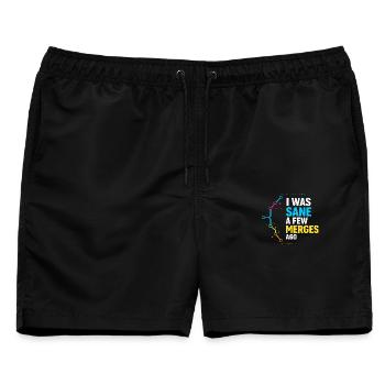 Vor ein paar Merges war ich noch bei Verstand, Programmierer-Humor - Männer Badeshorts - Schwarz - Vorne - AI Model Male 178 light (178cm)