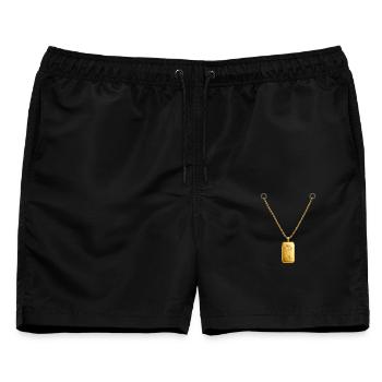 Goldbarren Kettenanhänger  - Männer Badeshorts - Schwarz - Vorne - AI Model Male 178 light (178cm)