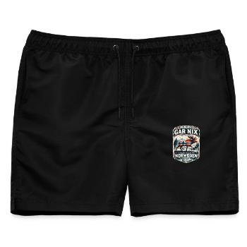 Norwegen Elch Badge Motiv - Männer Badeshorts - Schwarz - Vorne - AI Model Male 178 light (178cm)