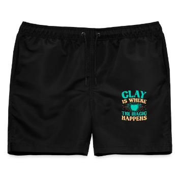 Gifts For Pottery Makers Clay Magic Happens - Männer Badeshorts - Schwarz - Vorne - AI Model Male 178 light (178cm)