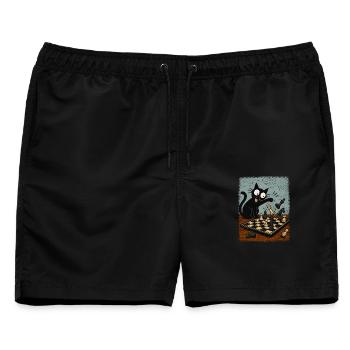  Katzen Schachspieler Schachspiel Schachbrett - Männer Badeshorts - Schwarz - Vorne - AI Model Male 178 light (178cm)