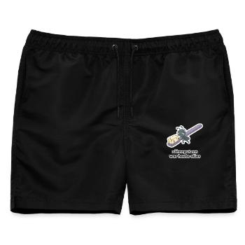 zähneputzen war heute alles – Ameise Meme - Männer Badeshorts - Schwarz - Vorne - AI Model Male 178 light (178cm)