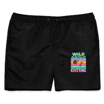 Stricken - Wild about knitting - Männer Badeshorts - Schwarz - Vorne - AI Model Male 178 light (178cm)