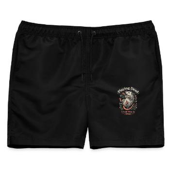 Tot spielt, bis das vorbei ist, lustiges Opossum. - Männer Badeshorts - Schwarz - Vorne - AI Model Male 178 light (178cm)