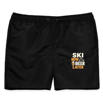 Ski Bier Winter Skipiste Skifahren Après Ski Fan - Männer Badeshorts - Schwarz - Vorne - AI Model Male 178 light (178cm)