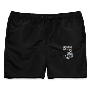  Moin Moin Dösbäddel Nordsee Spruch Anker Möwe - Männer Badeshorts - Schwarz - Vorne - AI Model Male 178 light (178cm)
