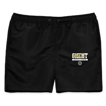 Gent Belgien Koordinaten Reise Souvenir - Männer Badeshorts - Schwarz - Vorne - AI Model Male 178 light (178cm)