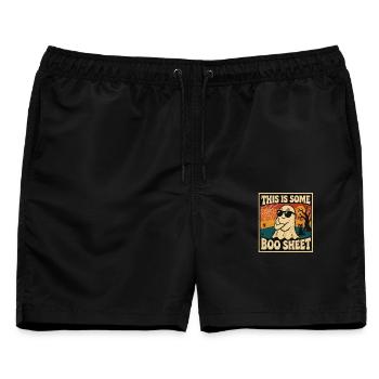 Retro Ghost Boo Sheet - Männer Badeshorts - Schwarz - Vorne - AI Model Male 178 light (178cm)
