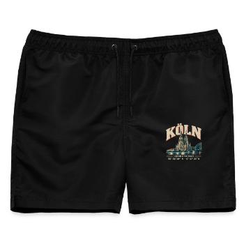 Köln Dom Skyline Nordrhein-Westfalen Geschenk - Männer Badeshorts - Schwarz - Vorne - AI Model Male 178 light (178cm)